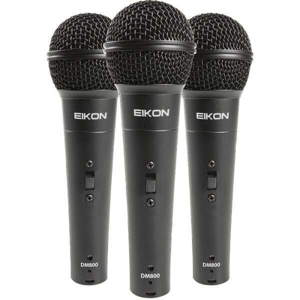 Eikon Vocal Dynamic Black Microphones. 3 piece kit with clips & ABS Case - Image 4