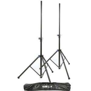 QuikLok SP180 BK Pair Aluminium tripod speaker stand with air-cushion system, inc nylon tote bag