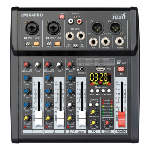 Italian Stage IS2MIX-4PRO  4-Channel Stereo Audio Mixer with DSP & FX