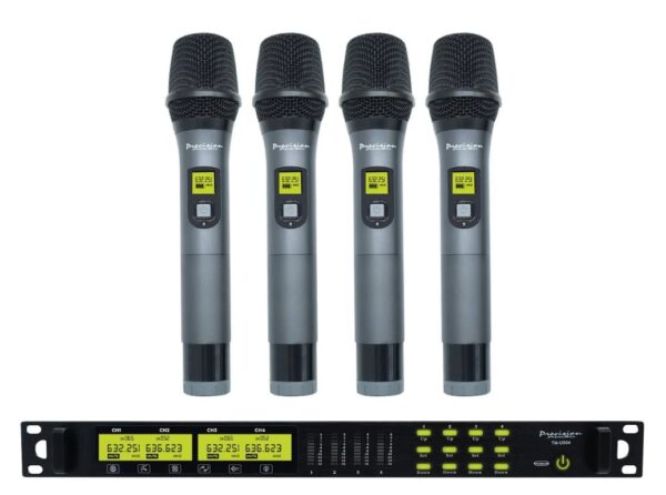 Precision Audio TMUS-04 4 Channel UHF Rack Mount Wireless Microphone System