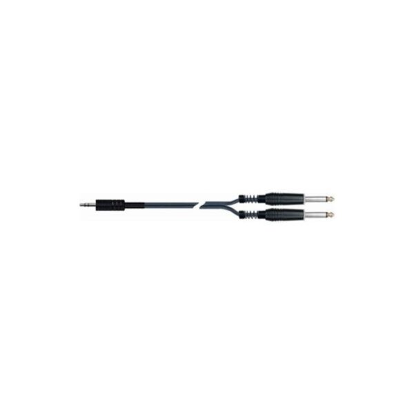 Quiklok 3.5mm Straight Stereo Jack to 2 x 6.5mm straight Mono Jacks