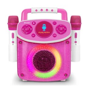 Singing Machine Mini Sparkle Bluetooth Karaoke Speaker Pink